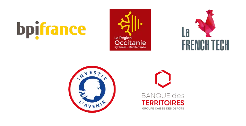 logos partenaires Wilbi région occitanie banque des territoires investir l'avenir la french tech bpifrance